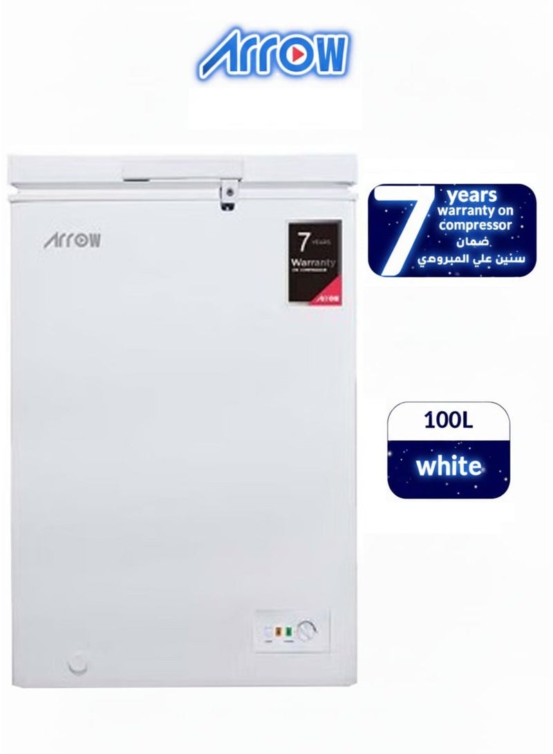 ارو ثلاجة مجمدة بحجم 100 لتر و3.5 قدم مكعب مع توفير الطاقة وتجميد فائق وتحكم إلكتروني في درجة الحرارة وإزالة الجليد يدويًا ومقبض خارجي مدمج وعجلات وتشطيب أبيض | RO-160F - Image 1